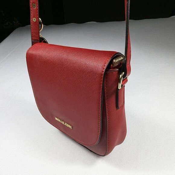 Michael Kors Hamilton Saffiano Leather Large Messenger Bag Azalea Orange - Picture 4 of 16